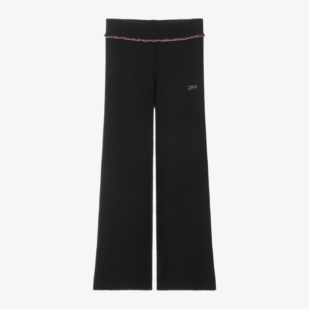 Off-White-Girls Dark Knit Wool Trousers | Childrensalon Outlet