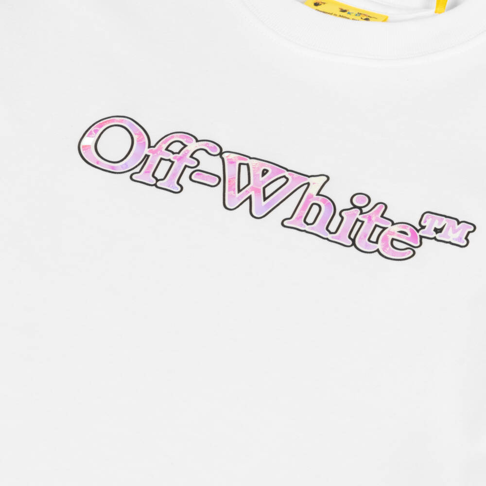 Off-White-Girls Elegant White Logo Tee | Childrensalon Outlet