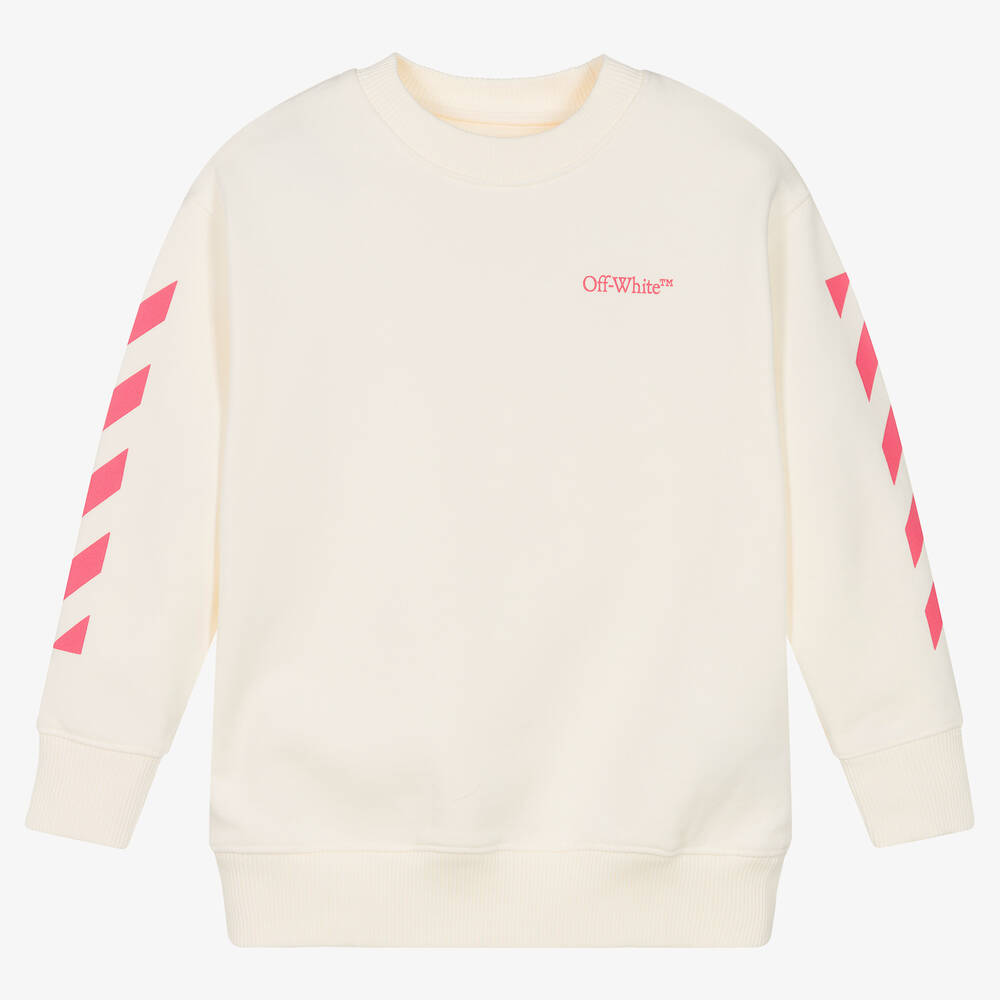 Off-White - Sweat-shirt ivoire à flèches fille | Childrensalon