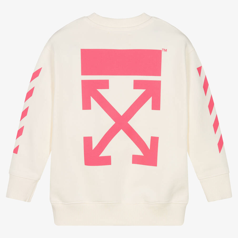 Off White Girls Ivory Arrows Diagonals Sweatshirt Childrensalon Outlet