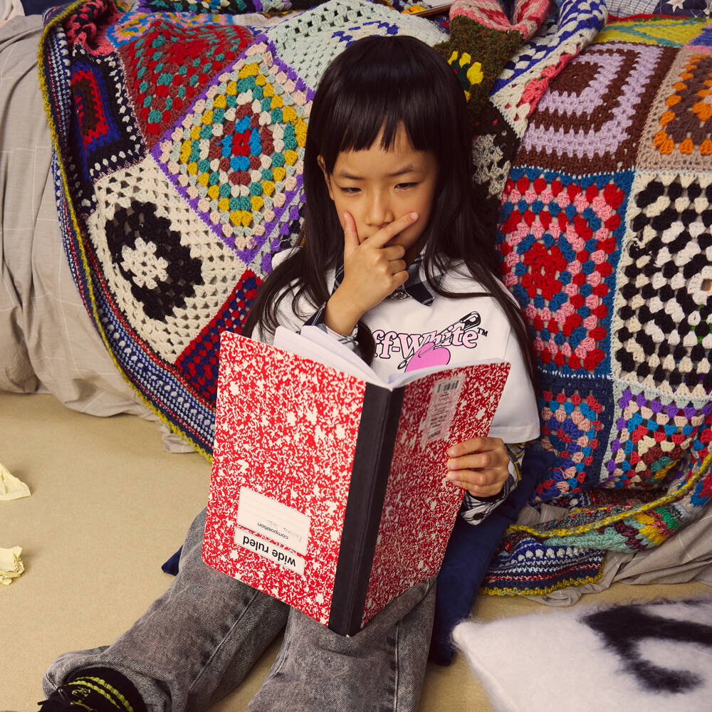 Off-White-Girls Ivory Cotton Pop Heart Logo T-Shirt | Childrensalon Outlet