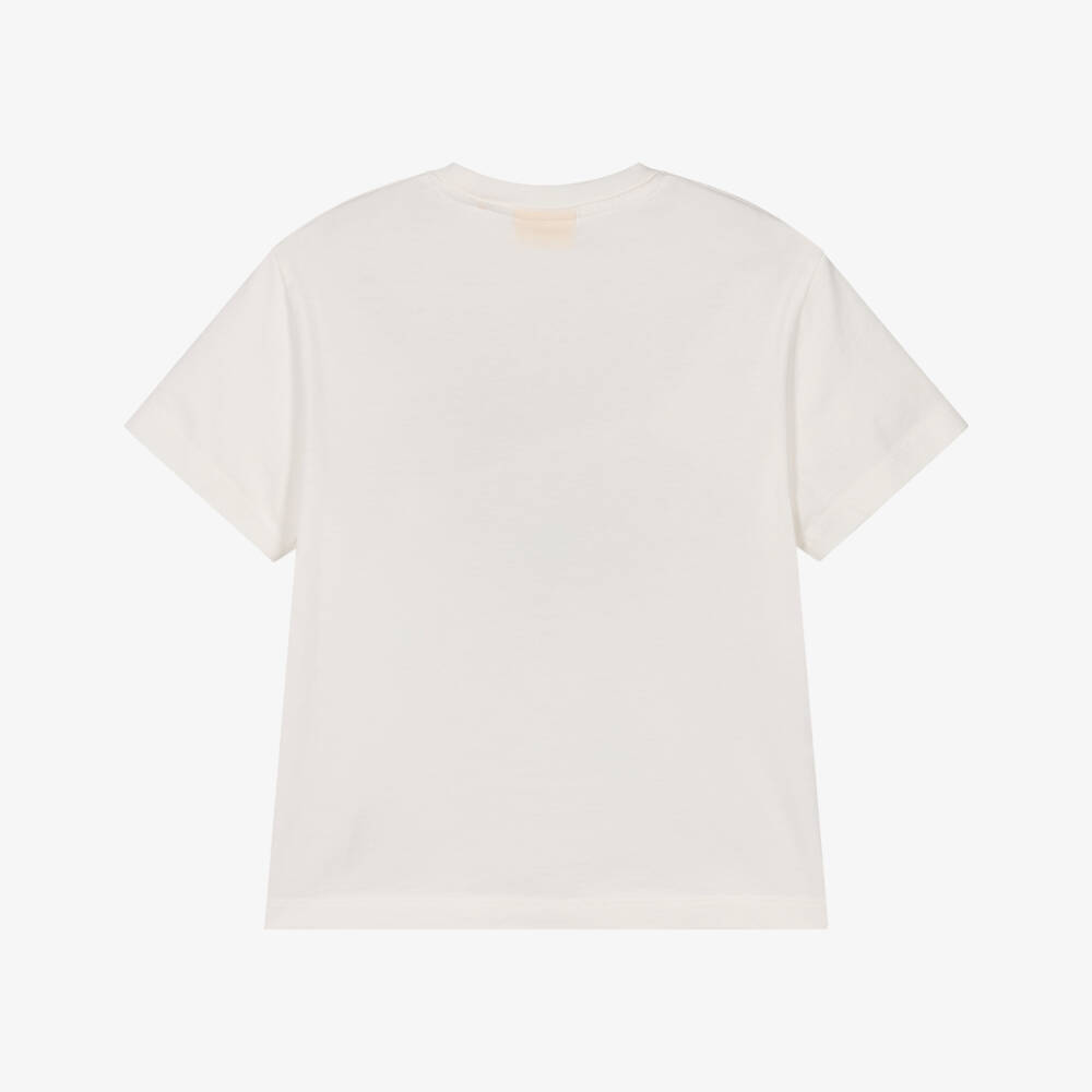 Off-White-Girls Ivory Cotton Pop Heart Logo T-Shirt | Childrensalon Outlet