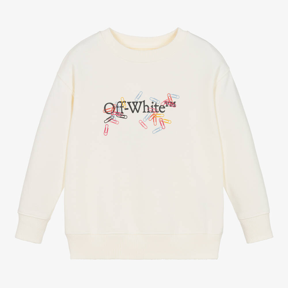 Off-White - Girls Ivory Cotton Sweatshirt | Childrensalon
