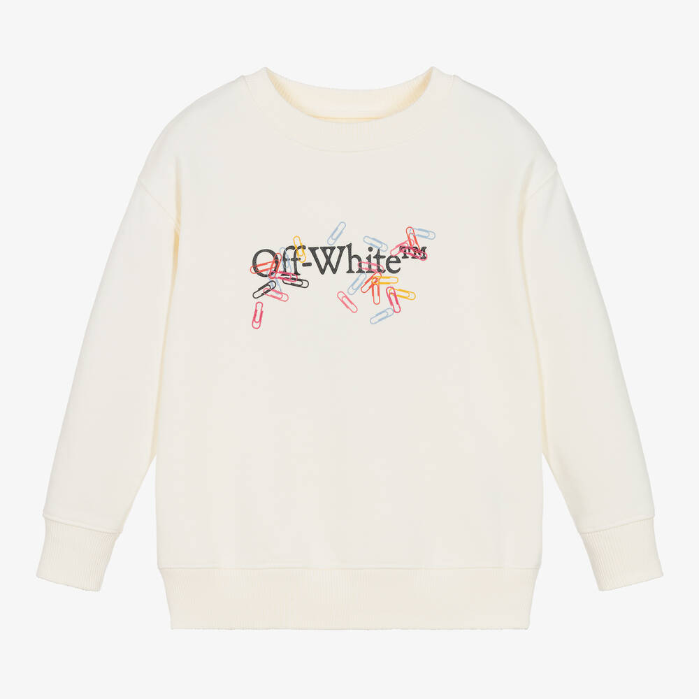 Off-White - سويتشيرت قطن لون عاجي للبنات | Childrensalon