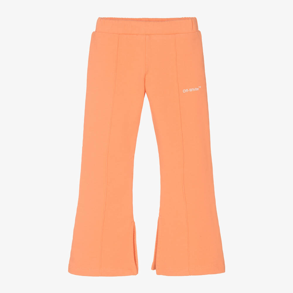 Off-White - Girls Orange Cotton Flared Joggers | Childrensalon