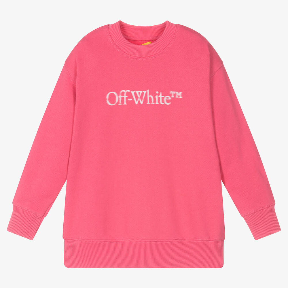 Off-White - Girls Pink Cotton Sweatshirt | Childrensalon