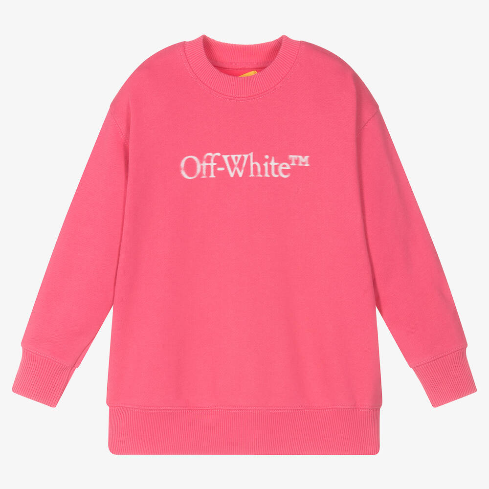 Off-White - سويتشيرت قطن جيرسي لون زهري للبنات | Childrensalon