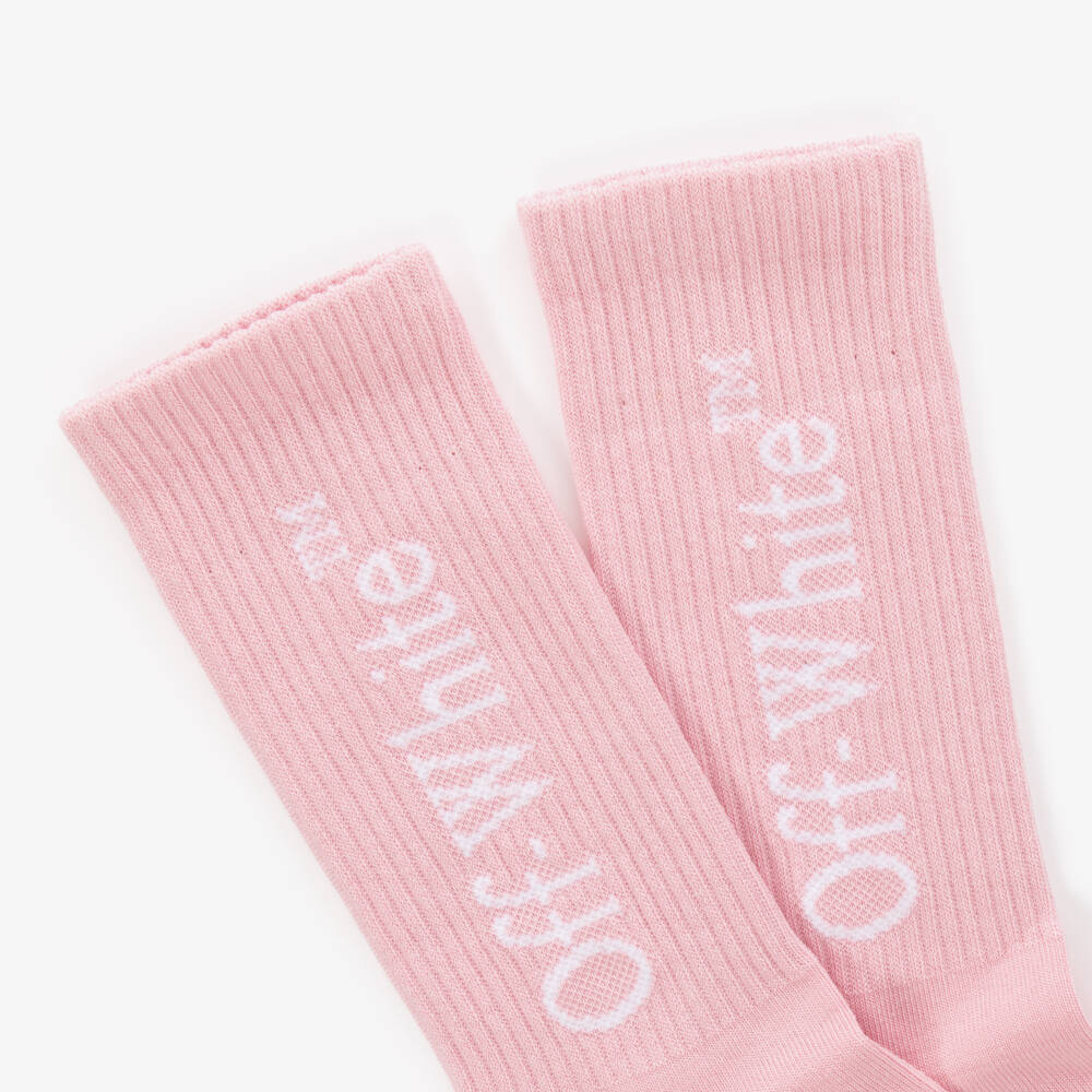 Off-White-Girls Pink Designer Logo Socks | Childrensalon Outlet