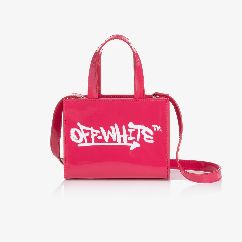 Off-White - Girls Pink Faux Leather Logo Bag (18cm) | Childrensalon