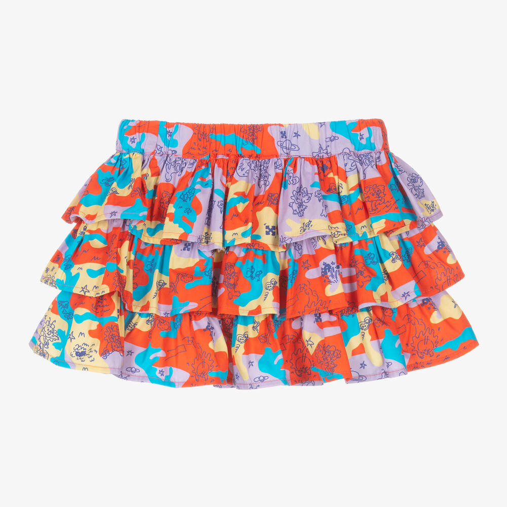 Off-White-Girls Red & Purple Abstract Ruffle Skirt | Childrensalon Outlet