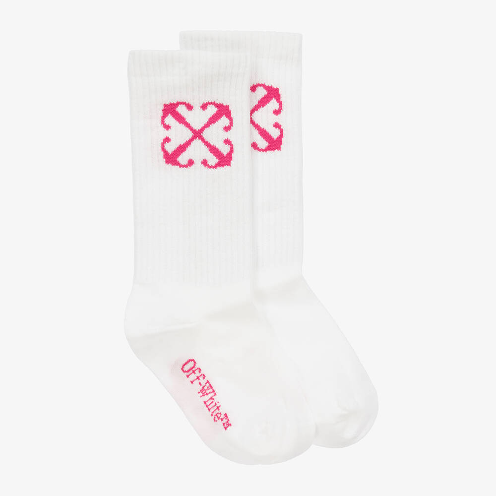 Off-White-Girls White Arrow Organic Cotton Socks | Childrensalon Outlet