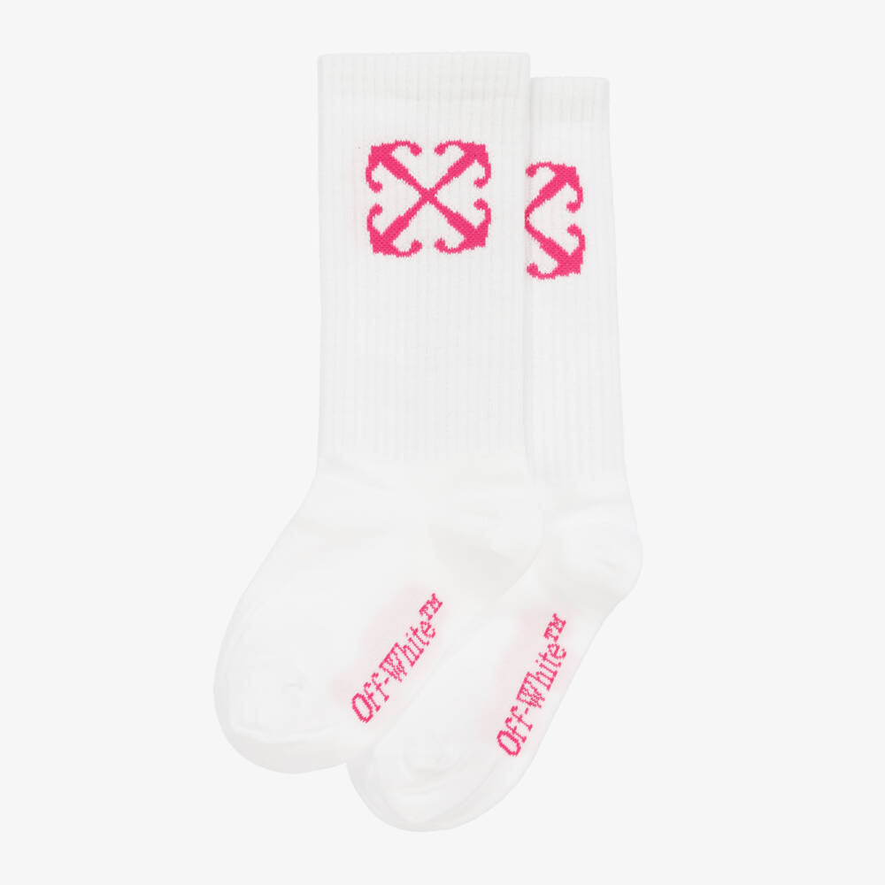 Off-White-Girls White Arrow Organic Cotton Socks | Childrensalon Outlet