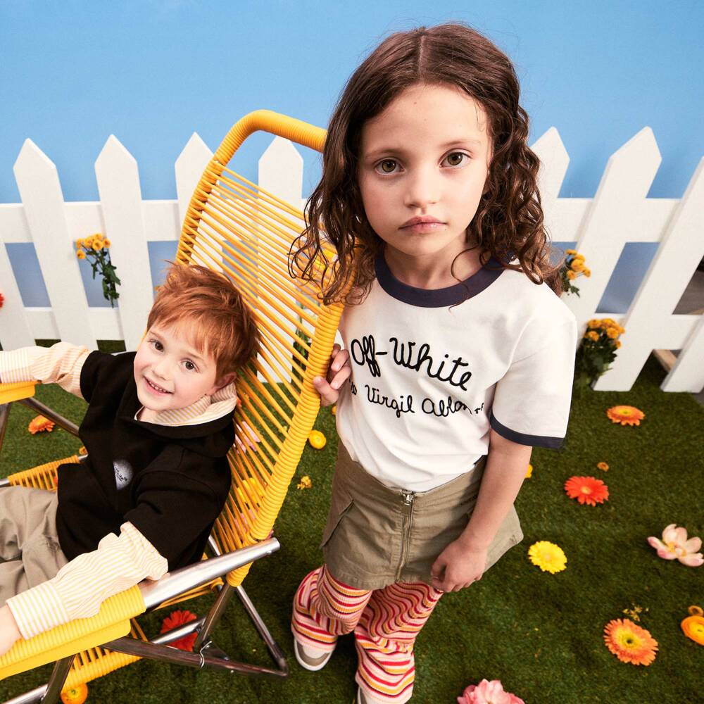 Off-White-Белый хлопковый топ с вышивкой для девочек | Childrensalon Outlet