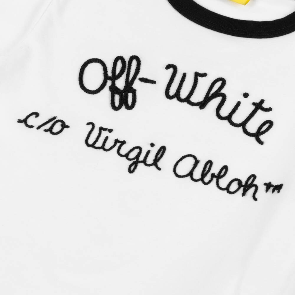 Off-White-Белый хлопковый топ с вышивкой для девочек | Childrensalon Outlet