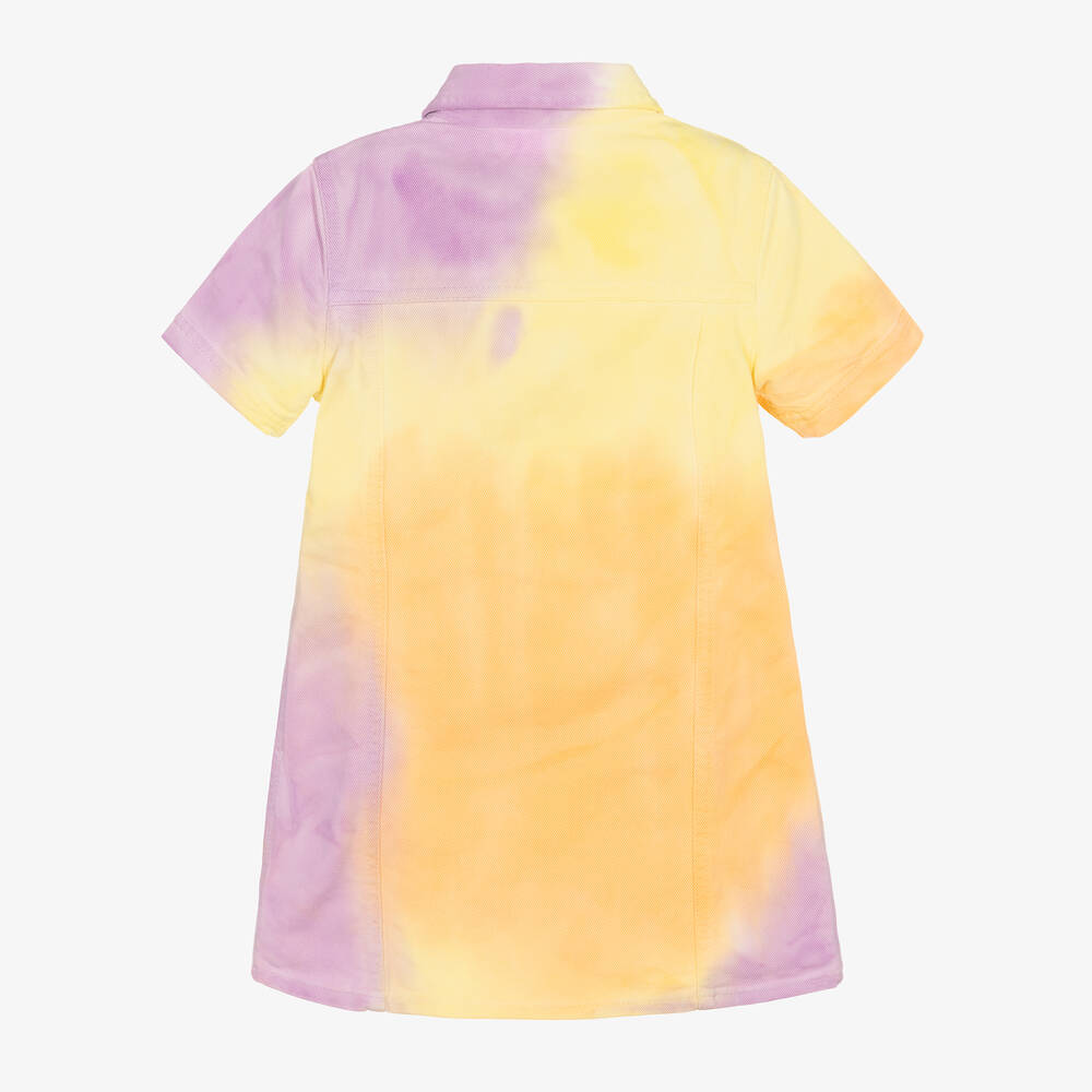 Off-White-Girls Yellow & Purple Denim Logo Dress | Childrensalon Outlet