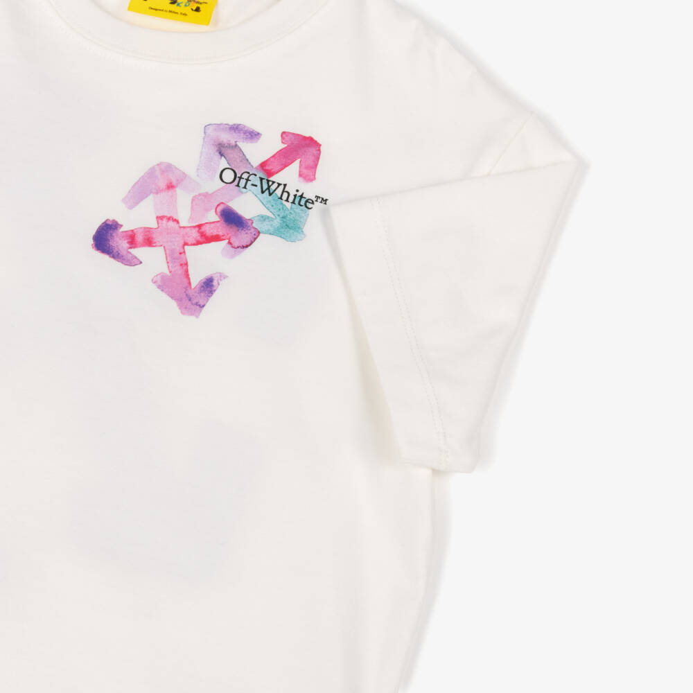 Off-White-Ivory Watercolour Arrow T-shirt | Childrensalon Outlet
