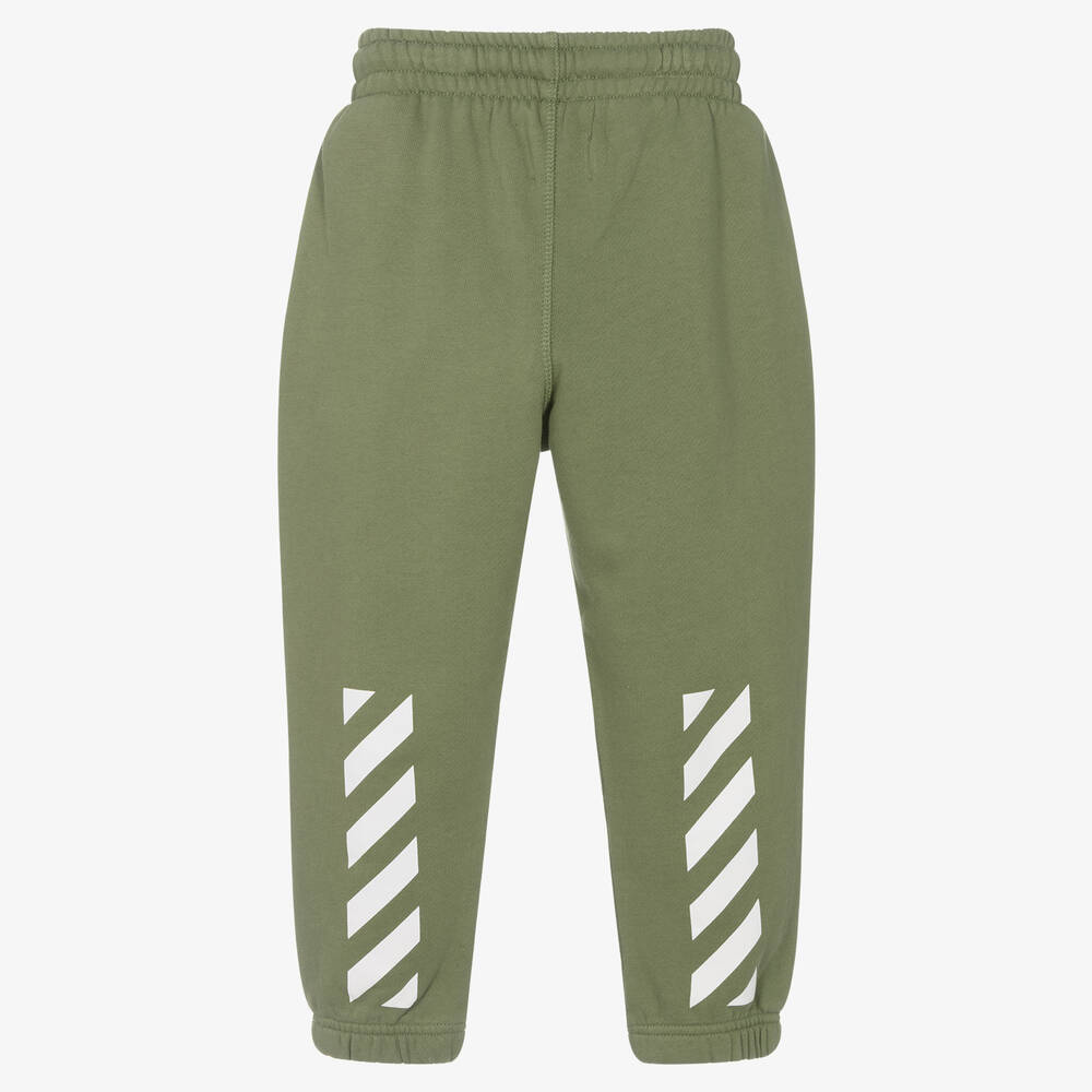 Off-White-جوغرز قطن جيرسي لون أخضر كاكي | Childrensalon Outlet