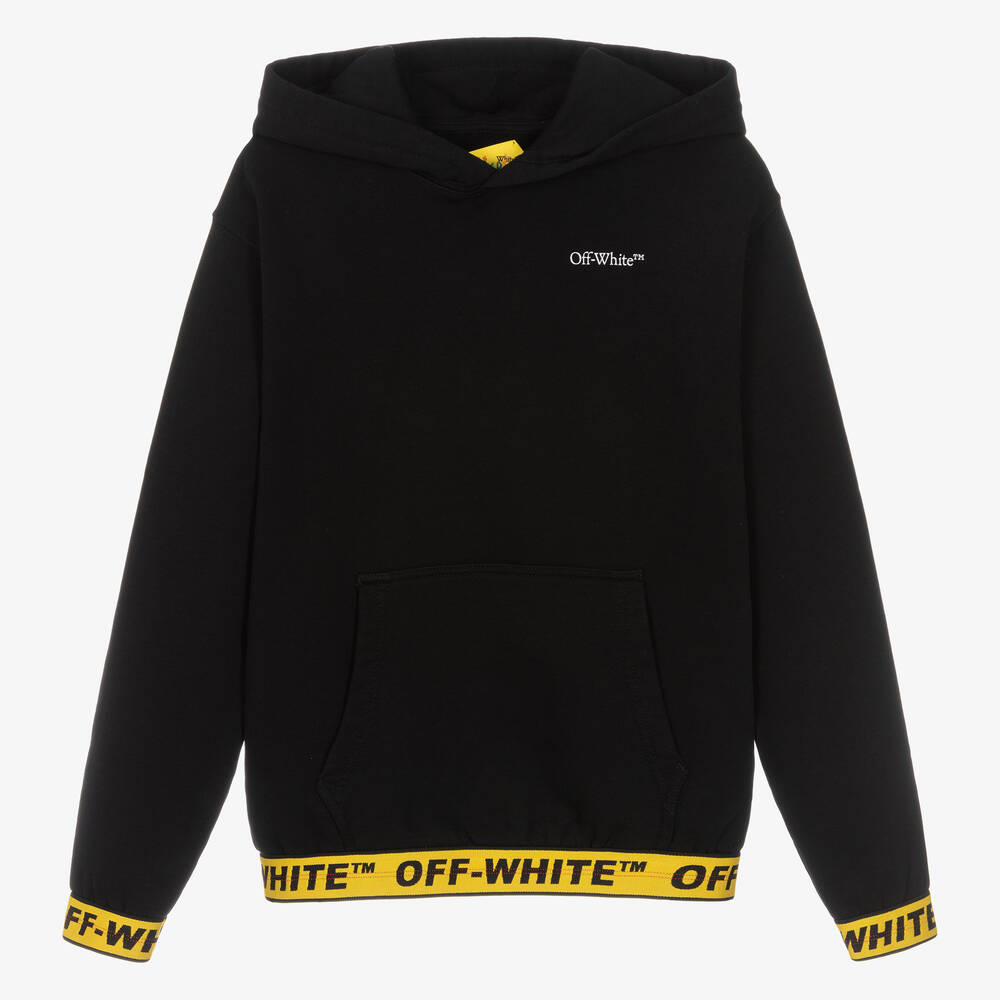 Off-White - توب هودي قطن جيرسي عضوي لون أسود تينز ولادي | Childrensalon