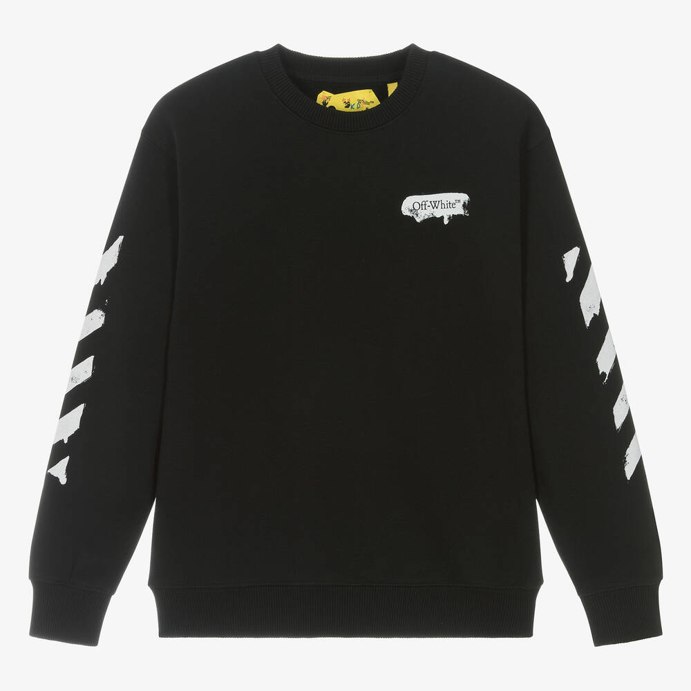 Off-White-سويتشيرت قطن جيرسي لون أسود للمراهقين | Childrensalon Outlet