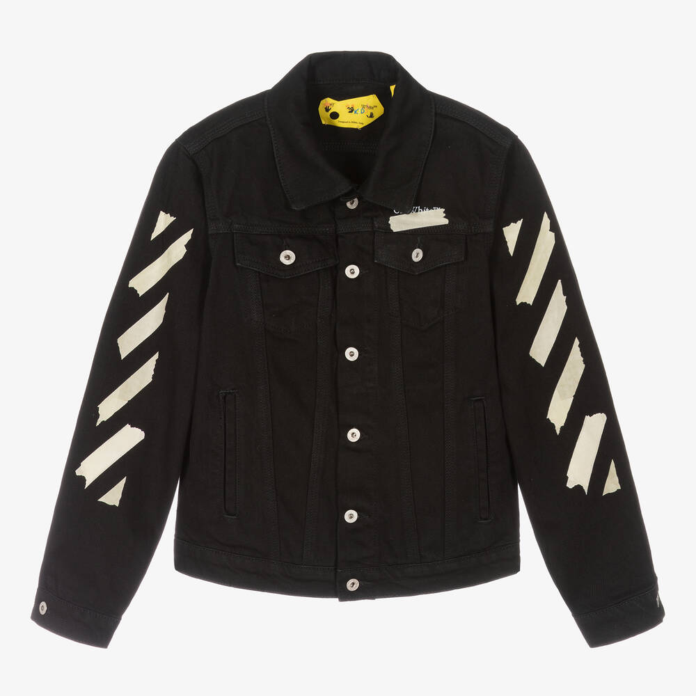 Off-White - Veste noire en jean ado garçon | Childrensalon