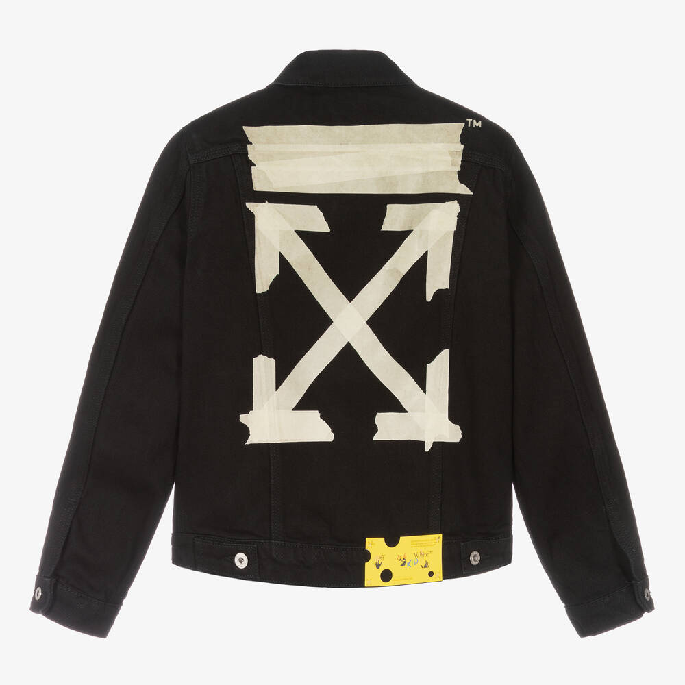 Off White Teen Boys Black Denim Jacket