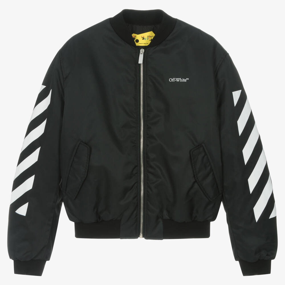 Off-White - Teen Boys Black Padded Bomber Jacket | Childrensalon