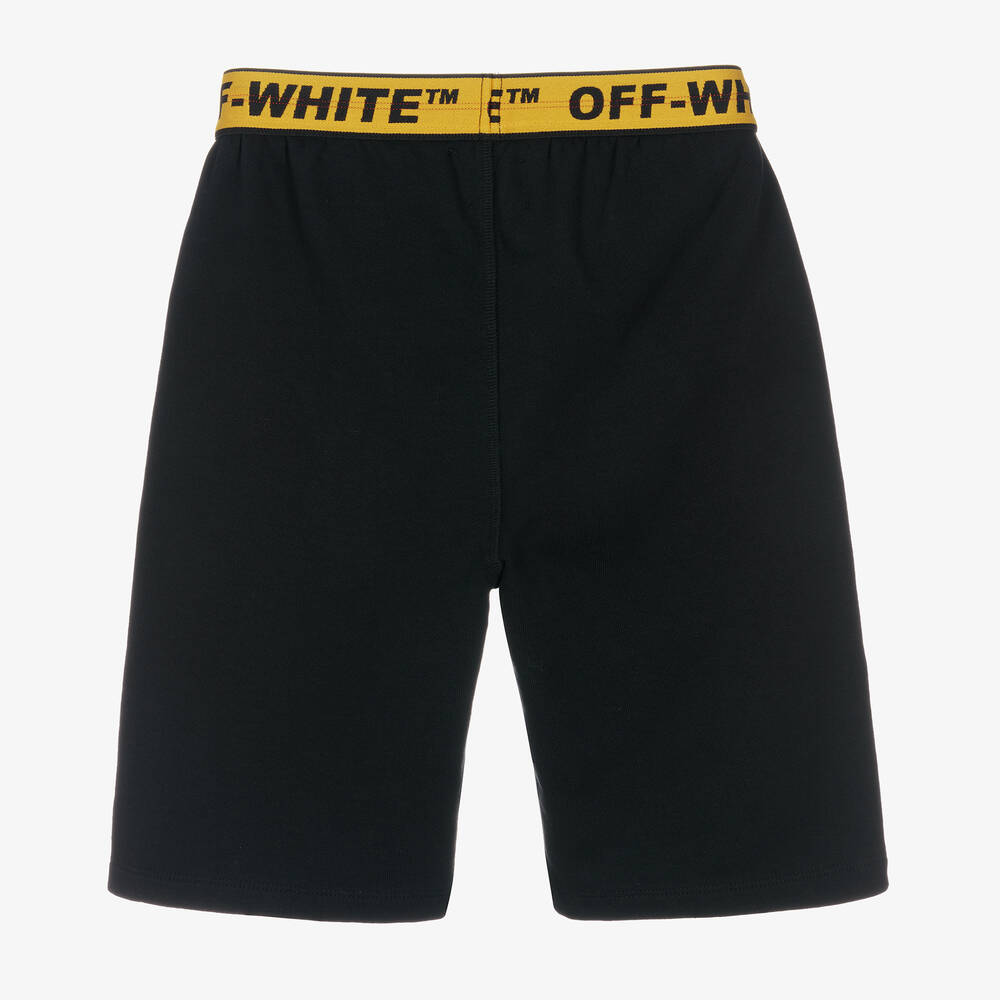 Off-White-Teen Boys Black & Yellow Logo Shorts | Childrensalon Outlet