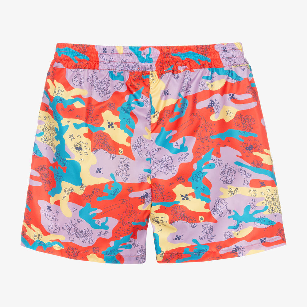 Off-White-Teen Boys Purple Abstract Shorts | Childrensalon Outlet