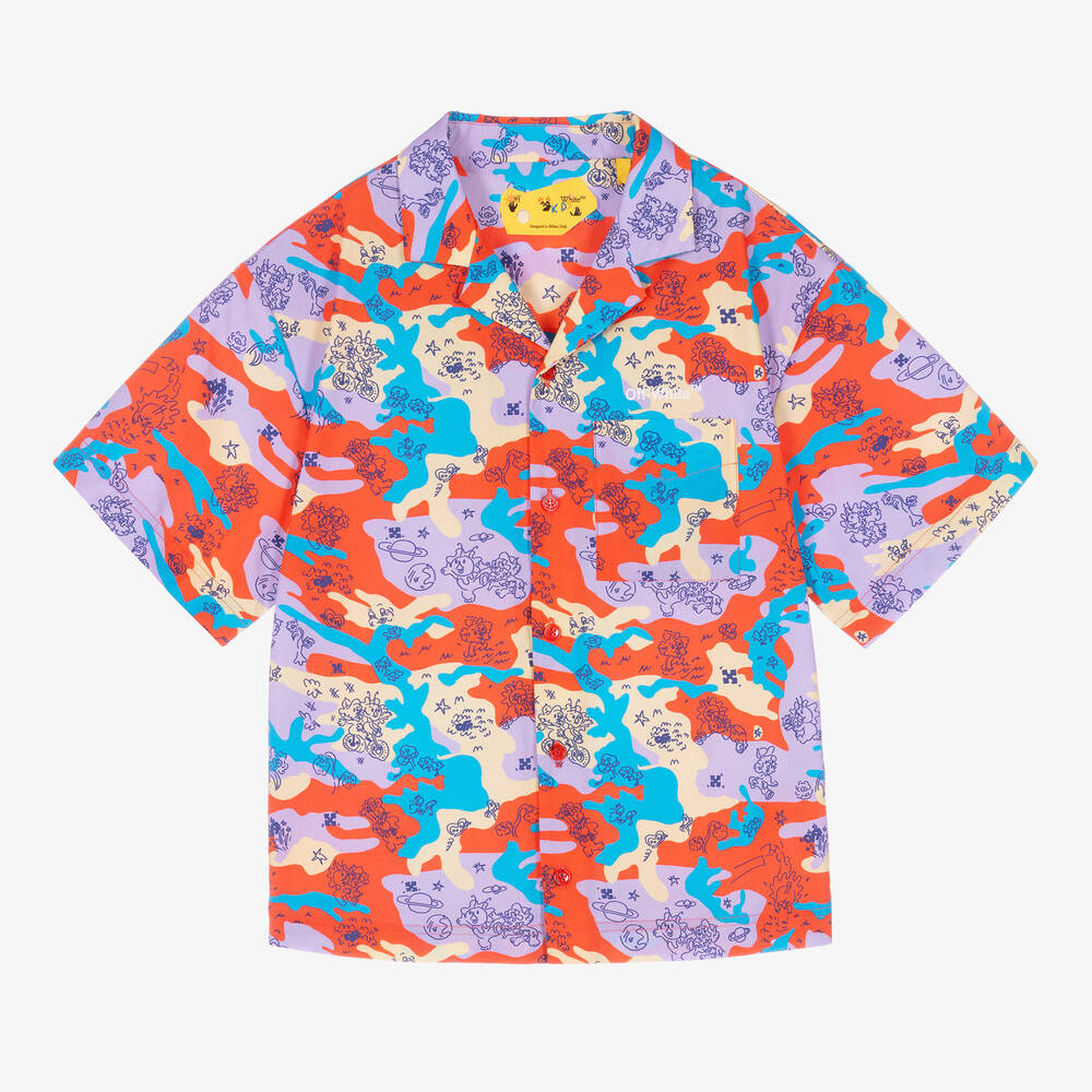 Off-White - Teen Boys Red & Purple Abstract Poplin Shirt | Childrensalon