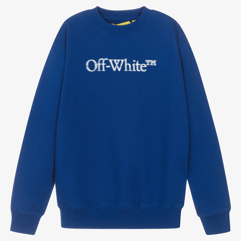 Off-White - Teen Boys Royal Blue Cotton Sweatshirt | Childrensalon
