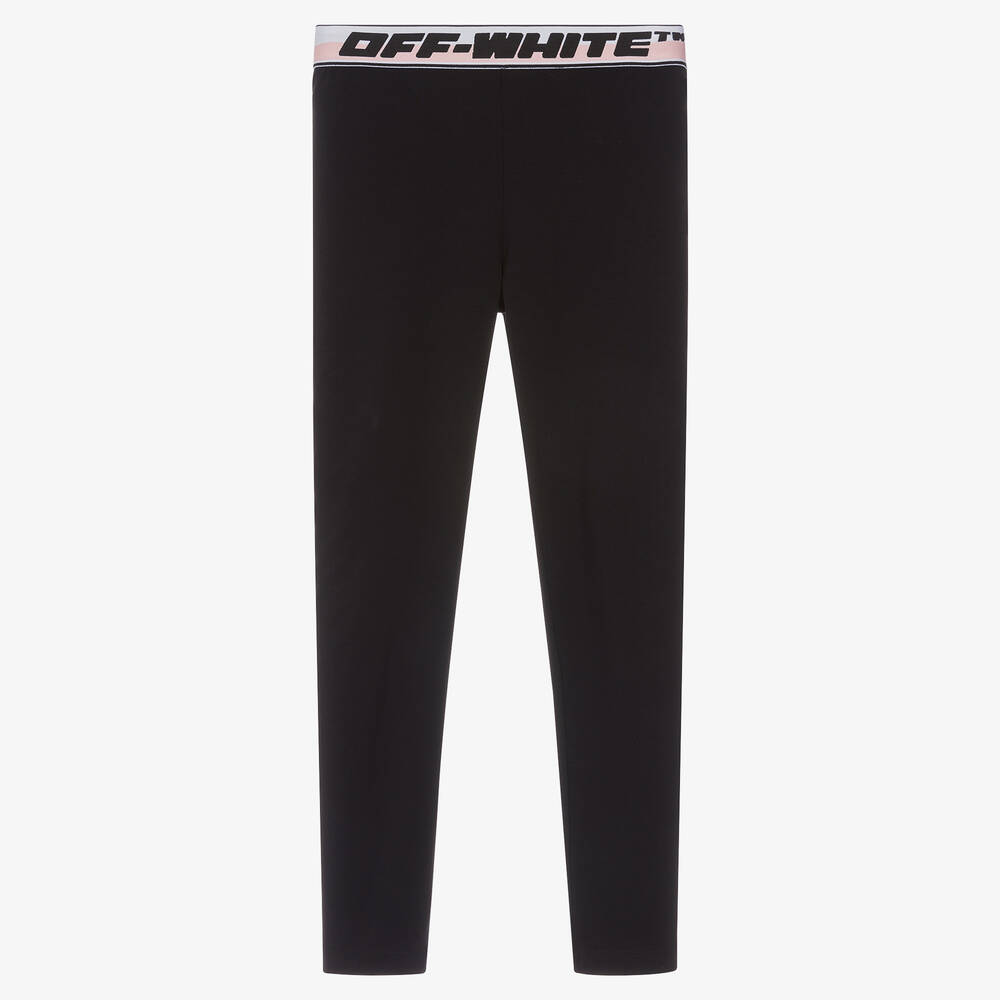 Off-White-Teen Girls Black Cotton Leggings | Childrensalon Outlet
