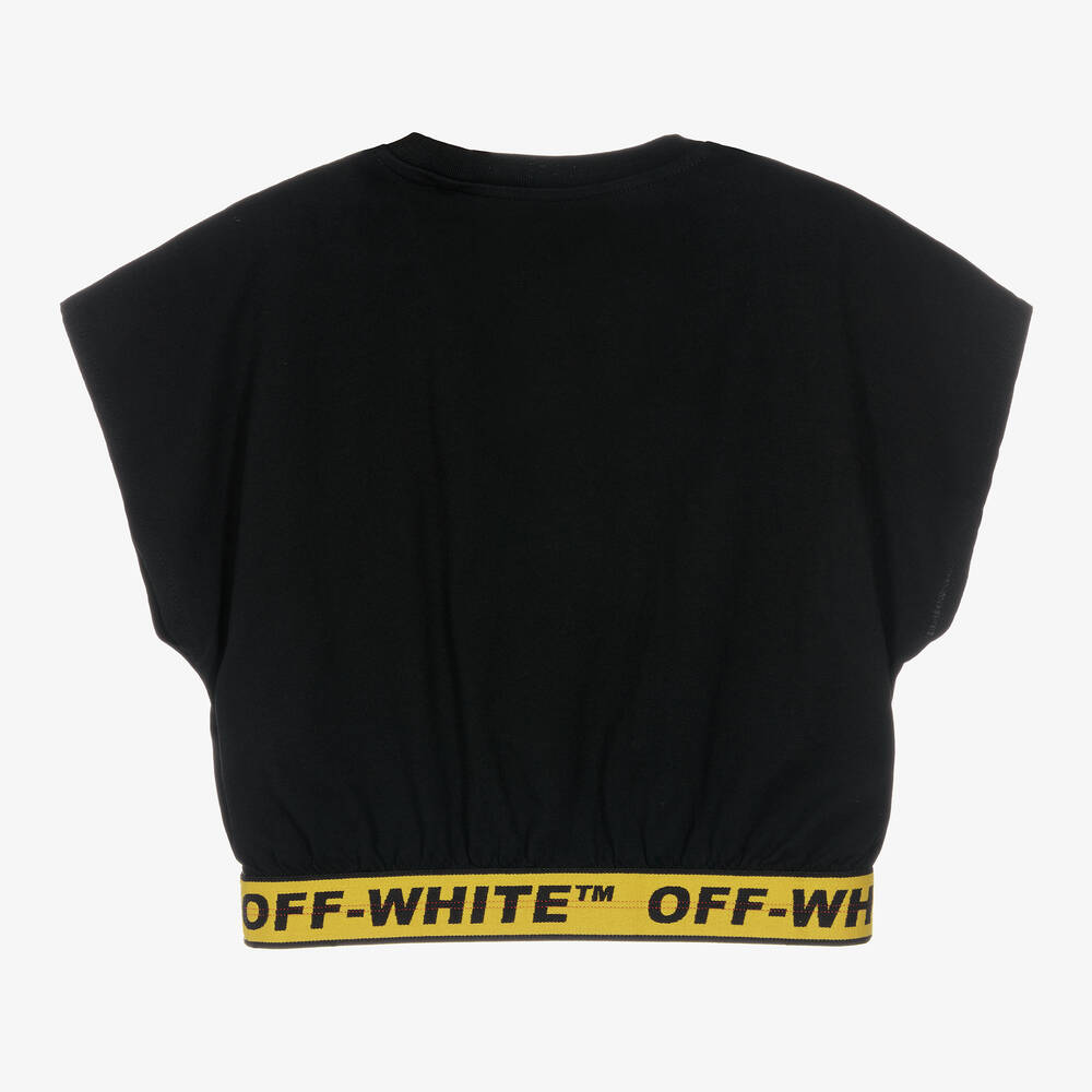 Off-White - Teen Girls Black Cropped T-Shirt Childrensalon Outlet