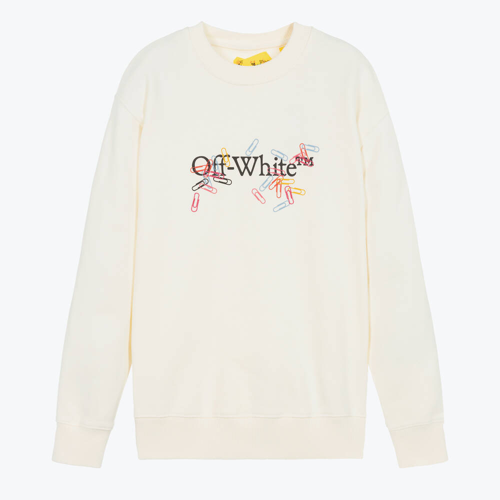 Off-White - Teen Girls Ivory Cotton Sweatshirt | Childrensalon