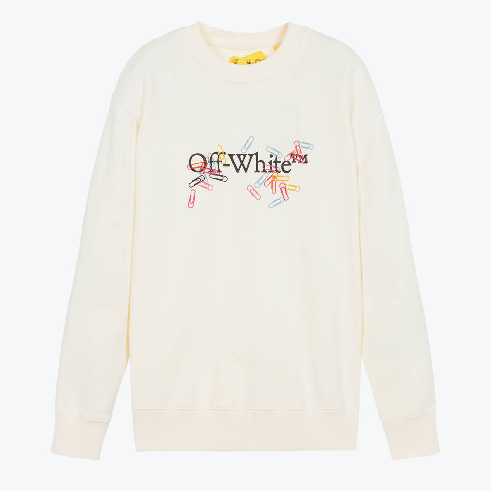 Off-White - سويتشيرت قطن لون عاجي تينز بناتي | Childrensalon