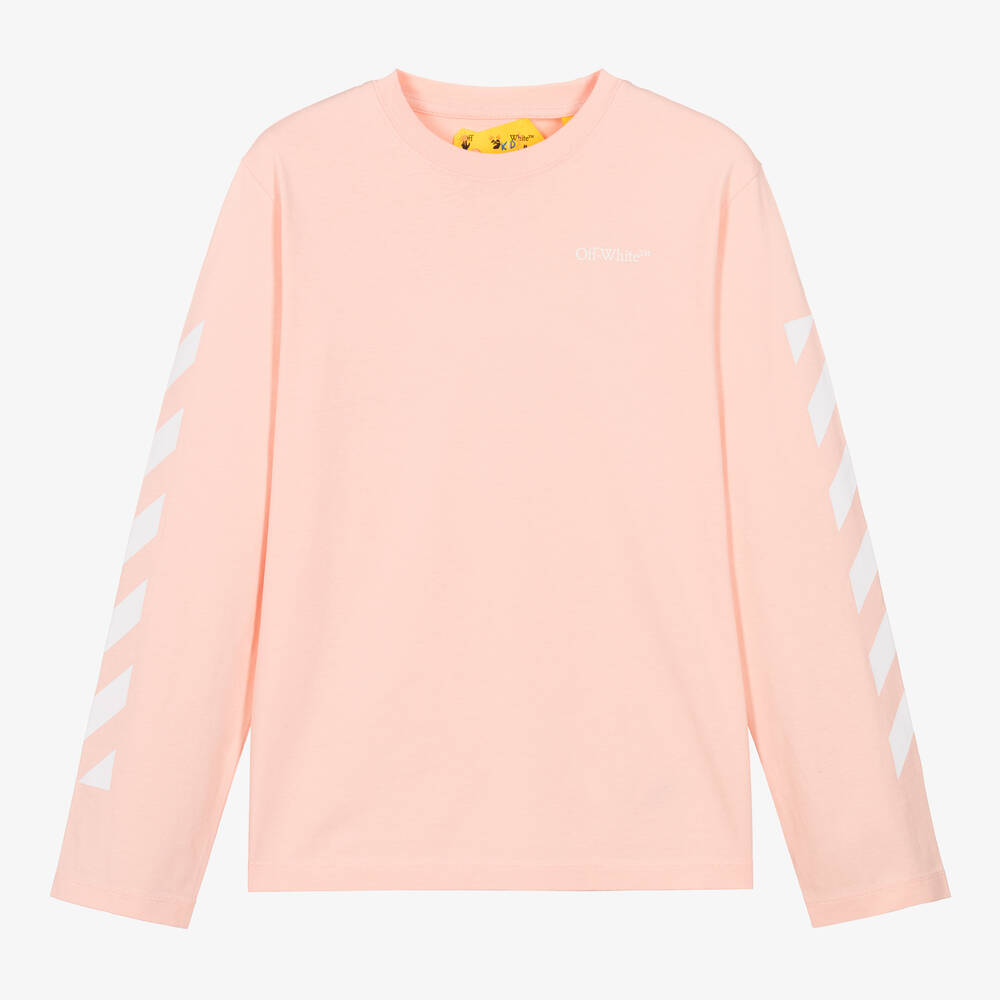Off-White - Teen Girls Pink Arrows & Diagonals Cotton Top | Childrensalon