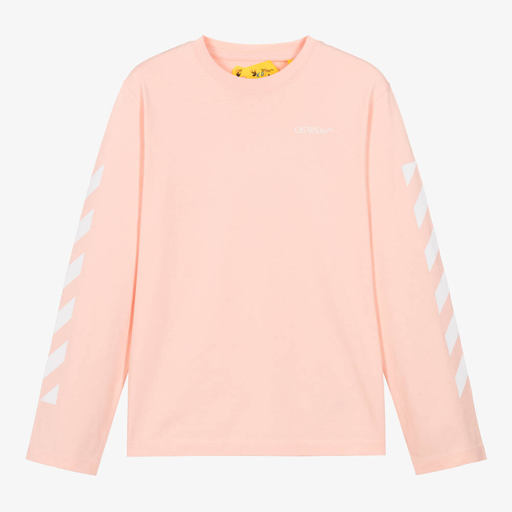 Off-White-Розовый хлопковый топ со стрелками | Childrensalon Outlet