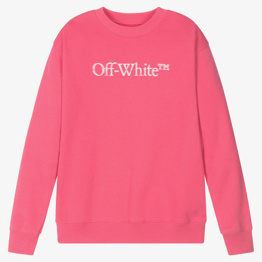 Off-White - سويتشيرت قطن جيرسي لون زهري تينز بناتي | Childrensalon