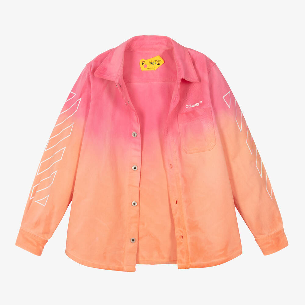 Off-White-Teen Girls Pink Denim Diagonals Jacket | Childrensalon Outlet