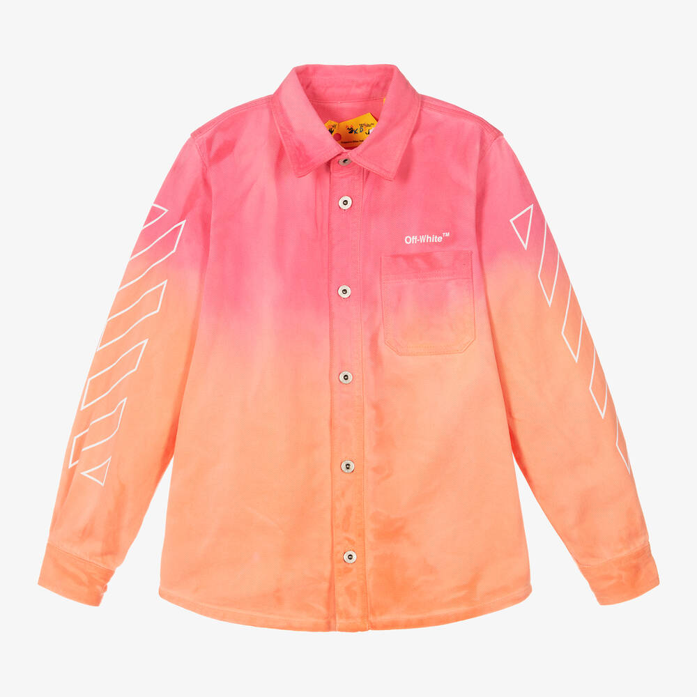 Off-White - Rosa Jeansjacke diagonale Streifen | Childrensalon