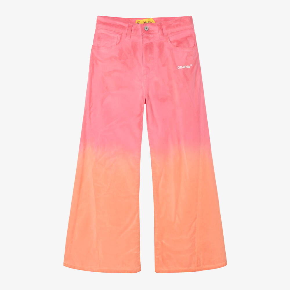 Off-White - Розовые джинсы с диагоналями | Childrensalon