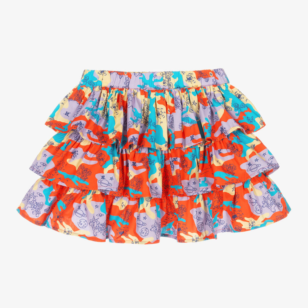 Off-White-Teen Girls Purple & Red Abstract Ruffle Skirt | Childrensalon Outlet