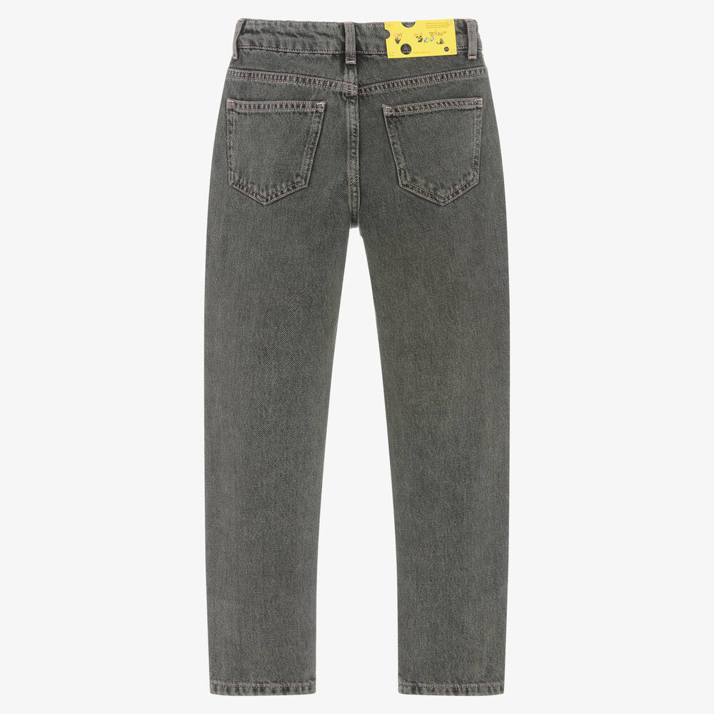 Off-White-Teen Girls Washed Black Off-White Band Jeans | Childrensalon Outlet