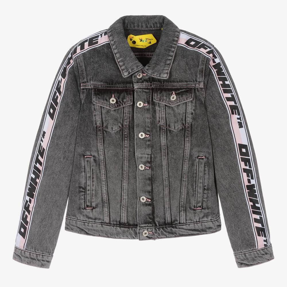 Off-White - Veste en jean gris foncé délavé ado | Childrensalon