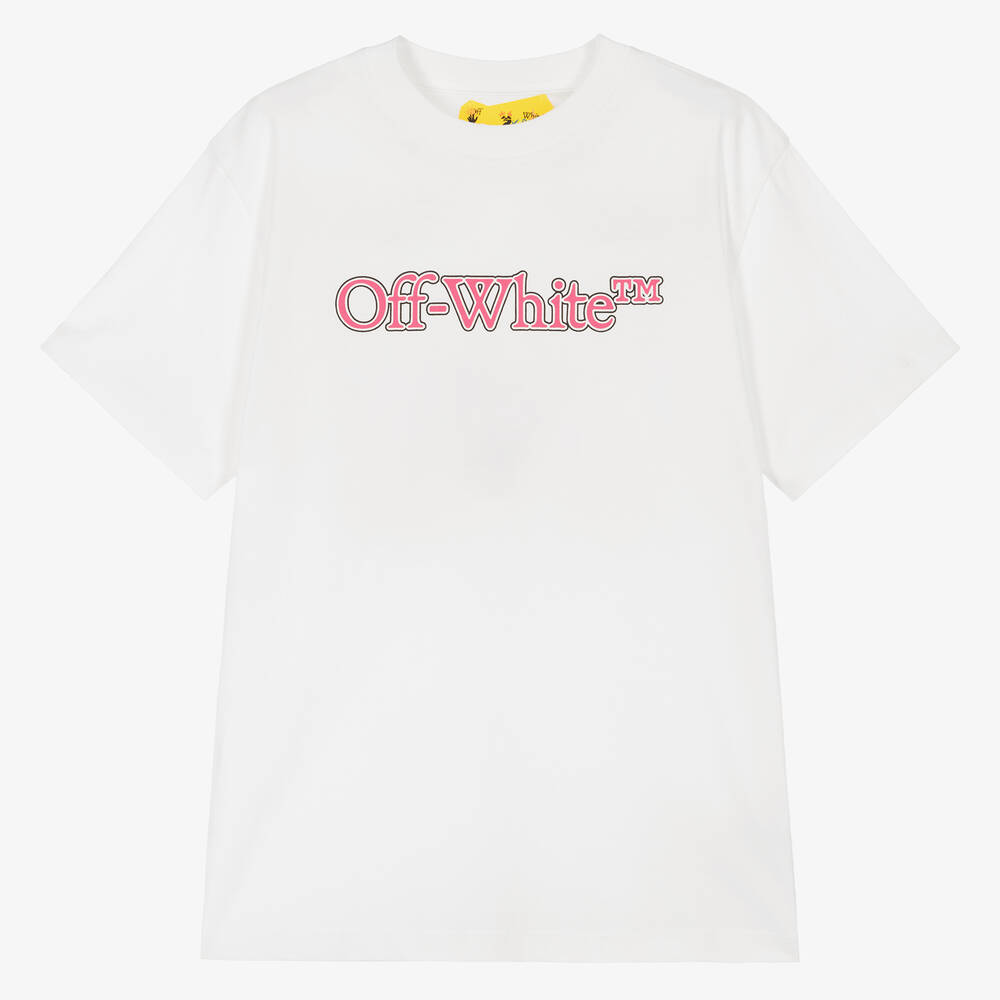 Off-White-Teen Girls White Cotton T-Shirt | Childrensalon Outlet