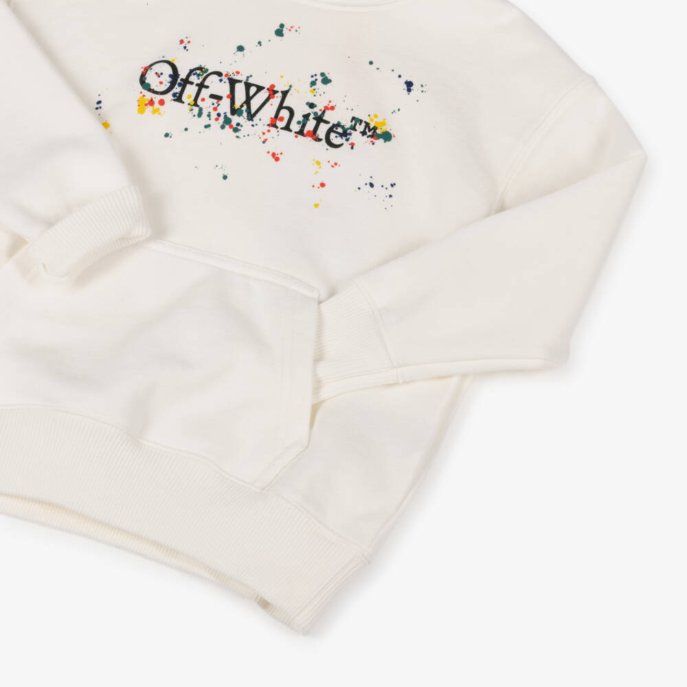 Off-White-White Paint Splatter Effect Hoodie | Childrensalon Outlet
