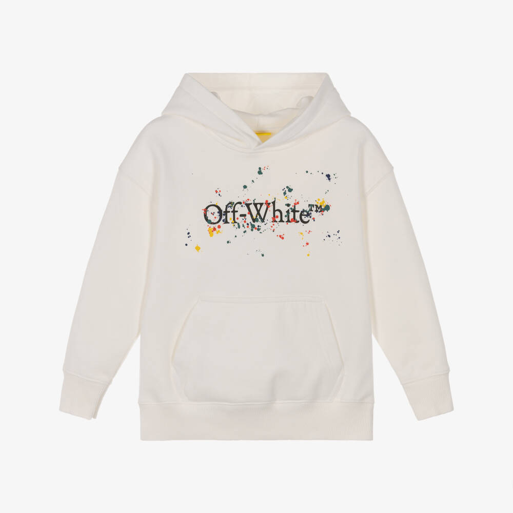Off-White-White Paint Splatter Effect Hoodie | Childrensalon Outlet