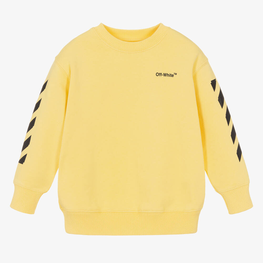 Off-White - Sweat jaune flèches et diagonales | Childrensalon