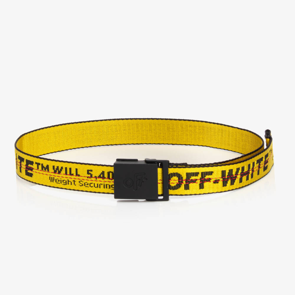 Off-White-Yellow & Black Industrial Logo Belt | Childrensalon Outlet