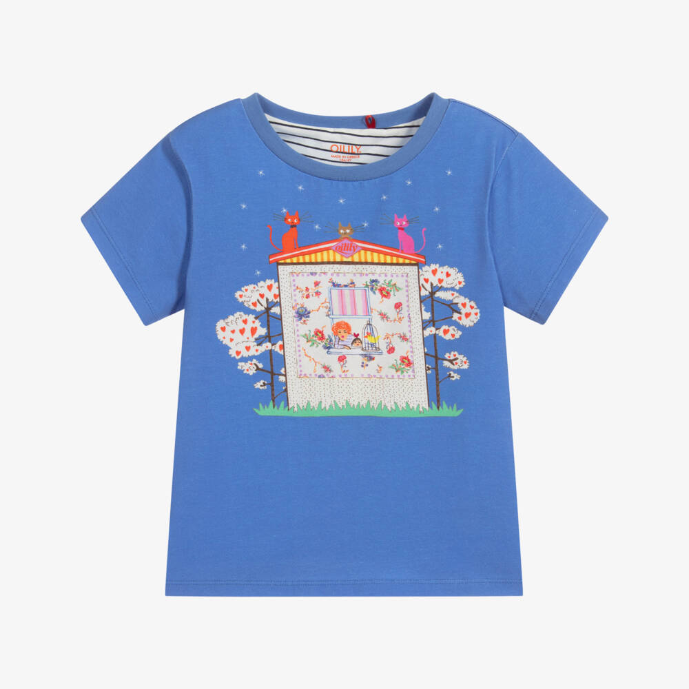 Oilily-Blue Organic Cotton T-Shirt | Childrensalon Outlet