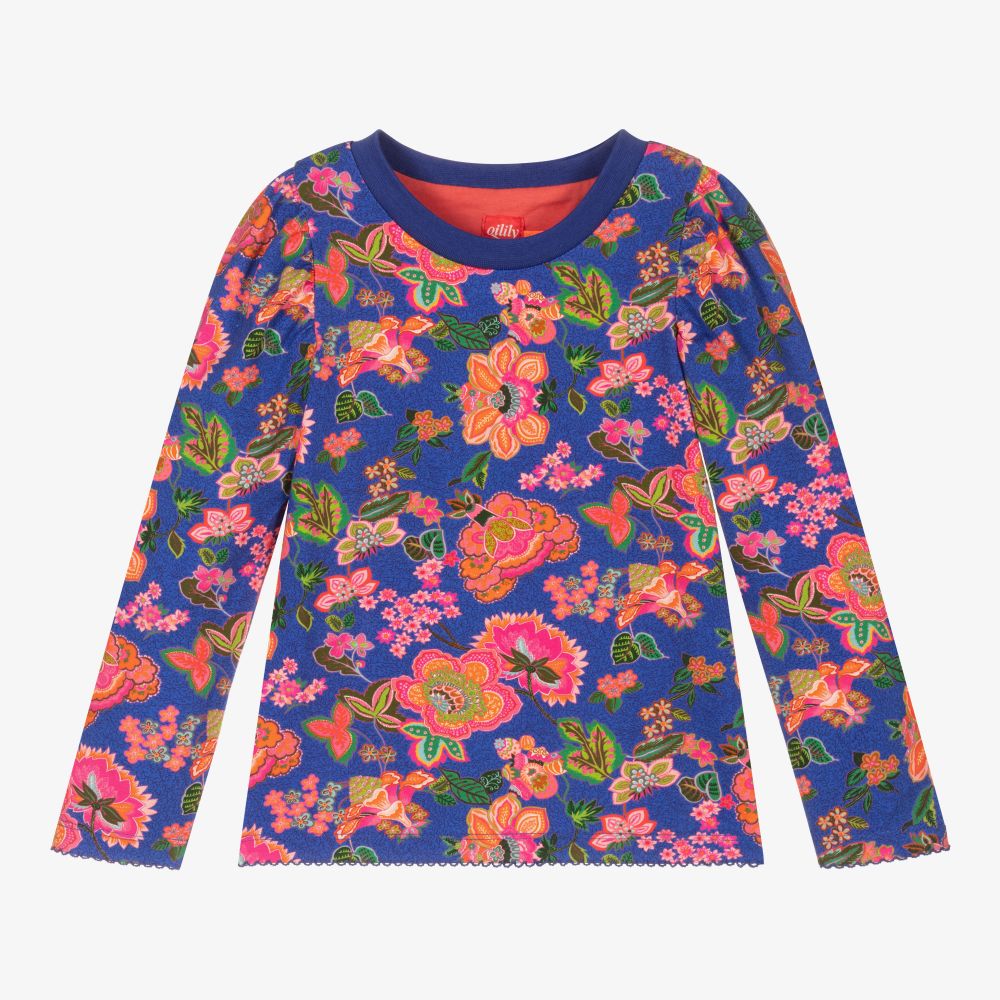 Oilily-Blue & Pink Floral Top | Childrensalon Outlet